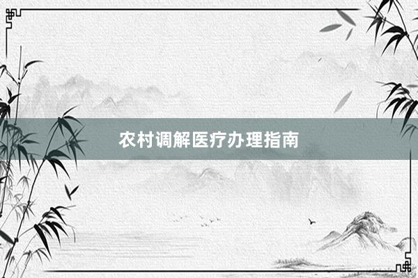 农村调解医疗办理指南
